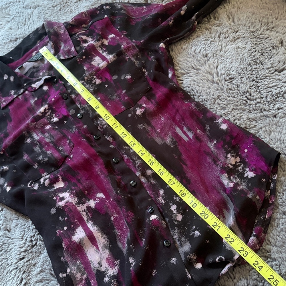 Guess Artistic Pattern Semi Sheer Button Down Top - image 8